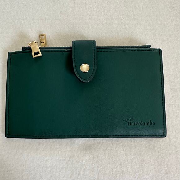 Travelambo Women RFID Blocking Bifold Wallet Emerald Green Brand New - Picture 1 of 7